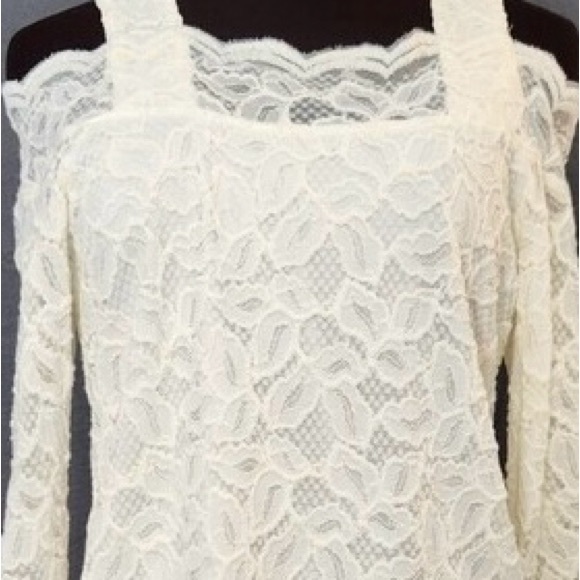 Chico's Tops - 🌼Chicos Elegant Lace Off-Shoulder Long Sleeve Ivory Top